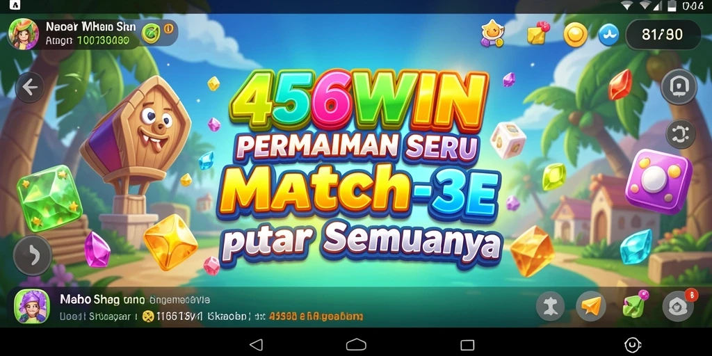 Tampilan gameplay Match-3 yang penuh warna dan menarik.