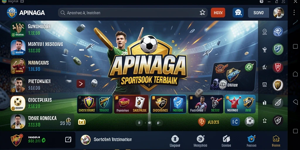 Tampilan menarik dari gameplay dan fitur Sportsbook di APINAGA.
