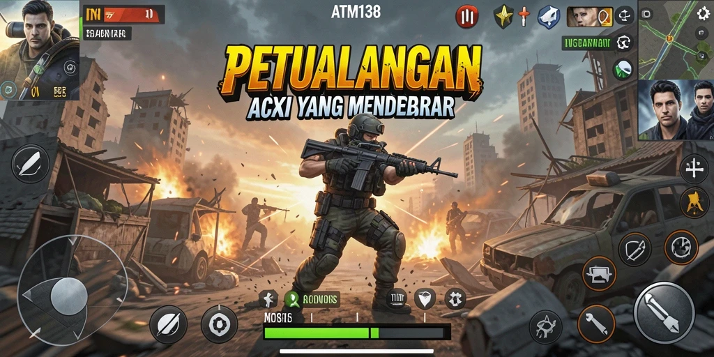 Screenshot utama yang menampilkan aksi seru dalam gameplay ATM138.