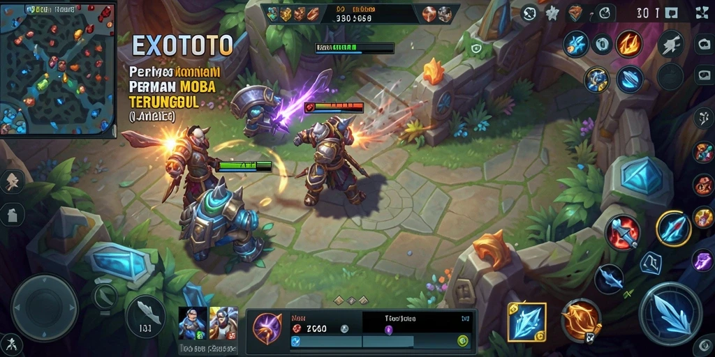 Tampilan gameplay seru dari EXOTOTO dalam pertarungan tim.