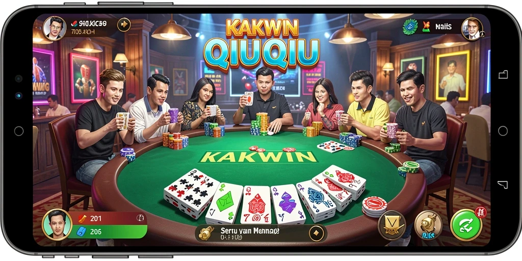Tampilan gameplay seru KAKWIN dalam permainan QiuQiu.