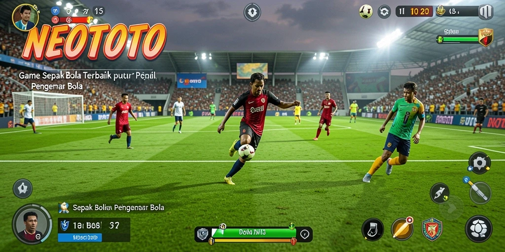 Tangkapan layar NEOTOTO menampilkan aksi pertandingan sepak bola yang intens.