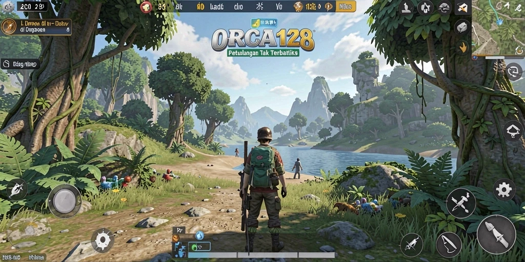 Gameplay ORCA128 yang mendebarkan dalam dunia terbuka.