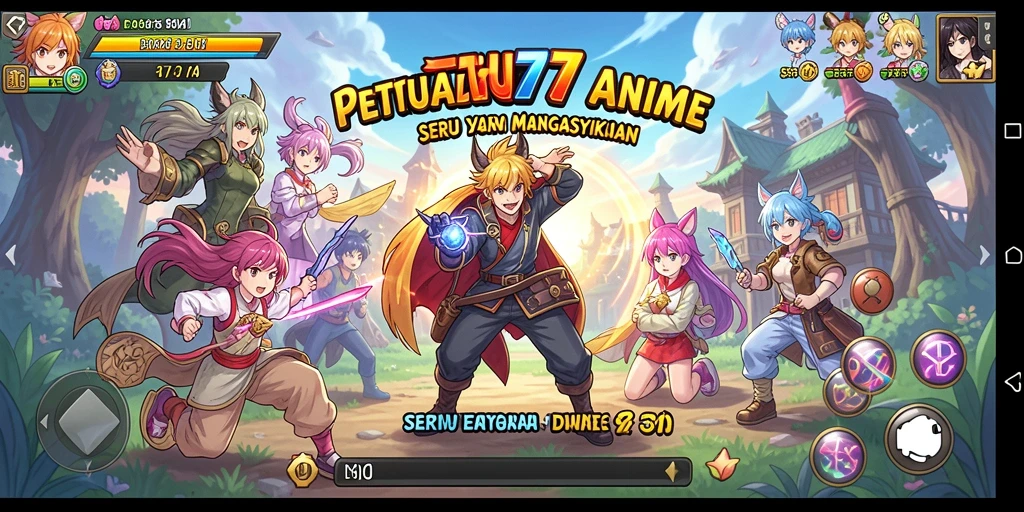 Tampilan gameplay SATU77 yang penuh aksi dan karakter anime.