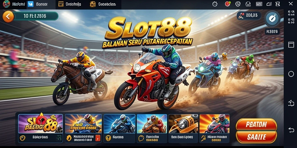 Tampilan gameplay SLOT88 yang seru dan penuh aksi balapan.